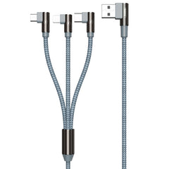 REMAX RC-167th 3 in 1 2.1A USB to 8 Pin + USB-C / Type-C + Micro USB Range Series Elbow Charging Cable, Cable Length: 1m