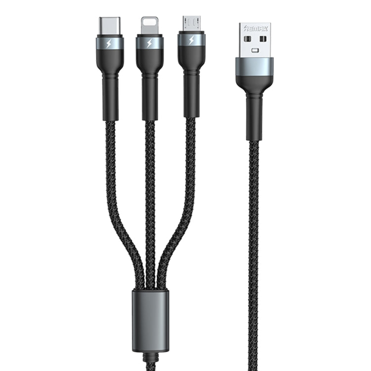 REMAX RC-124th Jany Series 3.1A 3 in 1 USB to Type-C + 8 Pin + Micro USB Charging Cable, Cable Length: 1.2m