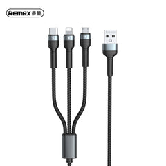 REMAX RC-124th Jany Series 3.1A 3 in 1 USB to Type-C + 8 Pin + Micro USB Charging Cable, Cable Length: 1.2m