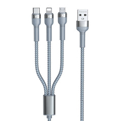 REMAX RC-124th Jany Series 3.1A 3 in 1 USB to Type-C + 8 Pin + Micro USB Charging Cable, Cable Length: 1.2m