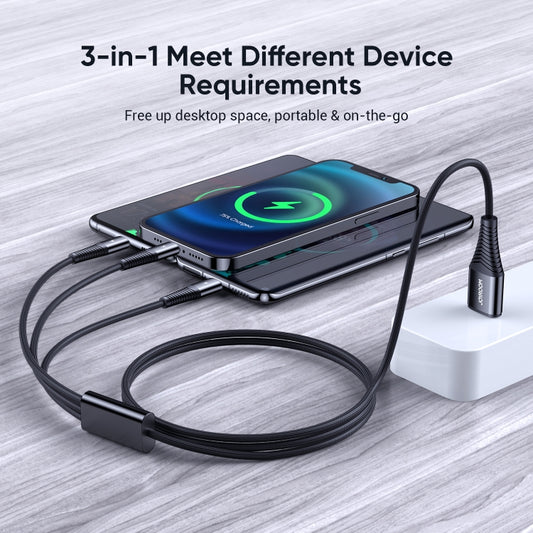 JOYROOM S-1230G4 3A 3 In 1 USB to 8 Pin + Micro USB + Type-C / USB-C Fast Charging Data Cable Length: 1.2m