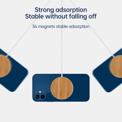 JYD01 15W Magsafe Round Bamboo Wood Magnetic Wireless Charger