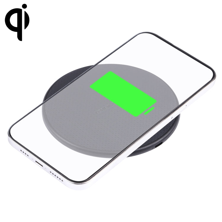 10W QI Plaid Pattern Round Plastic Wireless Charger, Plastic