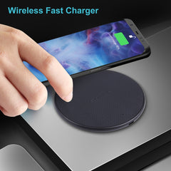 10W QI Plaid Pattern Round Plastic Wireless Charger, Plastic