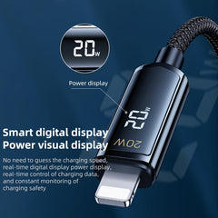 REMAX RC-128i 20W Type-C / USB-C to 8 Pin Intelligent Digital Display Zinc Alloy Braided Charging Data Cable, Length: 1.2m