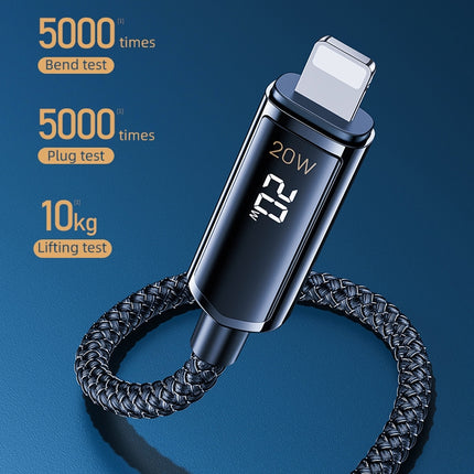 REMAX RC-128i 20W Type-C / USB-C to 8 Pin Intelligent Digital Display Zinc Alloy Braided Charging Data Cable, Length: 1.2m