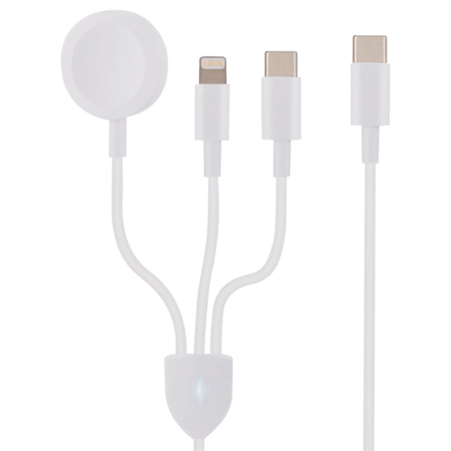 Cable de datos de cargador inalámbrico 3 en 1 USB-C/Tipo-C a 8 pines + USB-C/Tipo-C + reloj magnético, longitud del cable: 1,2 m, 3 en 1