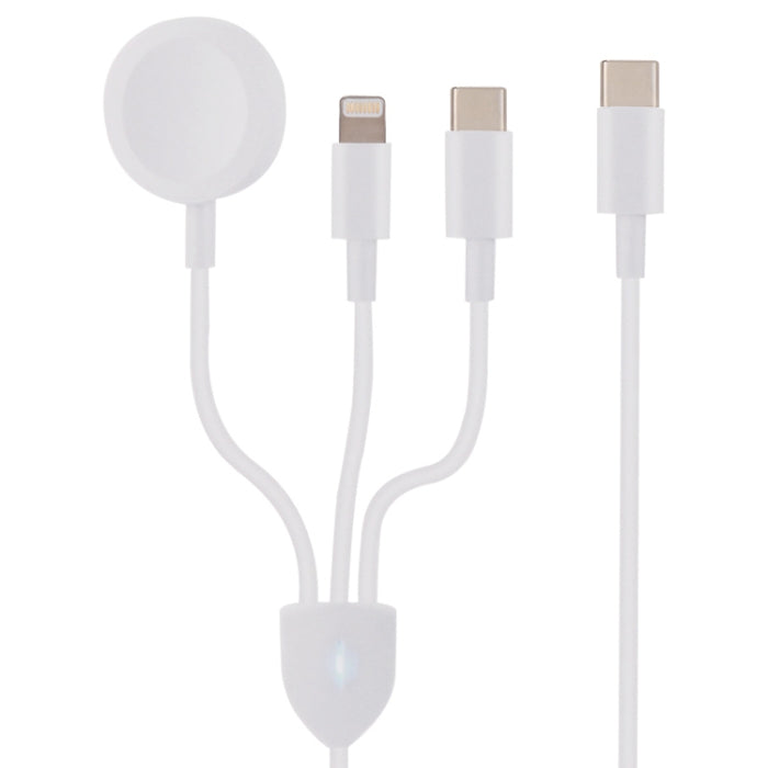 3 in 1 USB-C / Type-C to 8 Pin + USB-C / Type-C + Magnetic Watch Wireless Charger Data Cable, Cable Length: 1.2m, 3 in 1