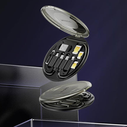 YESIDO CA118 Caja de almacenamiento de cable de datos de carga multifuncional 6 en 1, CA118, color negro