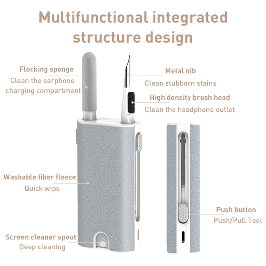 Q6 5 in 1 Wireless Earphone Charging Box Mobile Phone Screen Cleaning Kit, Q6