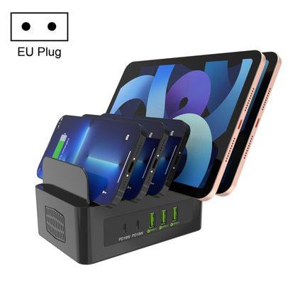 YFY-A54 100 W USB + Typ-C 5-Ports Smart Ladestation mit Telefon- und Tablet-Ständer, US-Stecker, YFY-A54