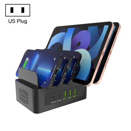 YFY-A54 100 W USB + Typ-C 5-Ports Smart Ladestation mit Telefon- und Tablet-Ständer, US-Stecker, YFY-A54