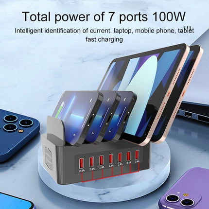 YFY-A54 100 W USB + Typ-C 5-Ports Smart Ladestation mit Telefon- und Tablet-Ständer, US-Stecker, YFY-A54