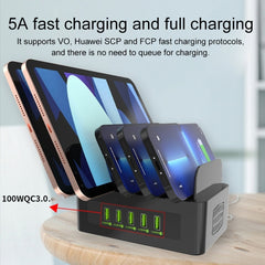 YFY-A54 100W USB + Type-C 5-Ports Smart Charging Station with Phone & Tablet Stand, US Plug, YFY-A54