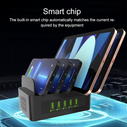 YFY-A54 100 W USB + Typ-C 5-Ports Smart Ladestation mit Telefon- und Tablet-Ständer, US-Stecker, YFY-A54