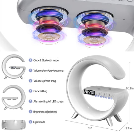 N69 Smart Bluetooth-Lautsprecher unterstützt kabelloses Ladegerät und Wecker und Umgebungslicht, US-Stecker, US-Stecker, N69 US-Stecker