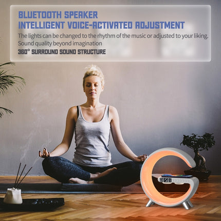 N69 Smart Bluetooth-Lautsprecher unterstützt kabelloses Ladegerät und Wecker und Umgebungslicht, US-Stecker, US-Stecker, N69 US-Stecker