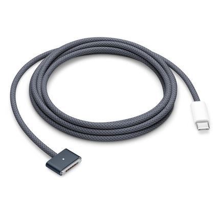 USB-C / Type-C auf Magsafe 3 geflochtenes Schnellladedatenkabel, Länge: 2 m, Blau, Weiß