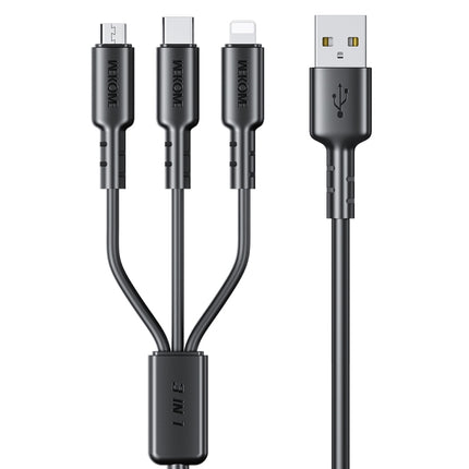 Cable de datos de PVC 3 en 1 WEKOME WDC-02 Tidal Energy Series USB a 8 pines + Tipo C + Micro USB, longitud: 1,2 m