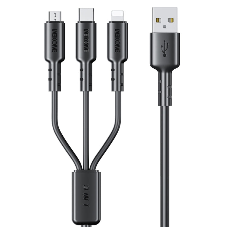 WEKOME WDC-02 Tidal Energy Series 3A USB auf 8 Pin+Type-C+Micro USB 3-in-1 PVC-Datenkabel, Länge: 1,2 m
