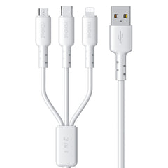 WEKOME WDC-02 Tidal Energy Series 3A USB to 8 Pin+Type-C+Micro USB 3 in 1 PVC Data Cable, Length: 1.2m