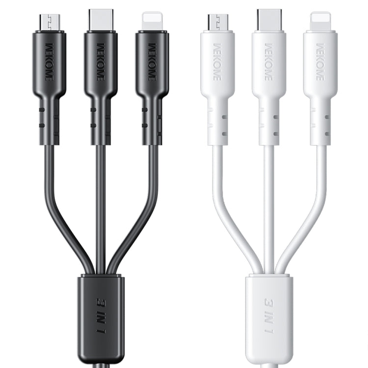 WEKOME WDC-02 Tidal Energy Series 3A USB auf 8 Pin+Type-C+Micro USB 3-in-1 PVC-Datenkabel, Länge: 1,2 m