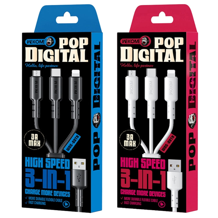 WEKOME WDC-02 Tidal Energy Series 3A USB auf 8 Pin+Type-C+Micro USB 3-in-1 PVC-Datenkabel, Länge: 1,2 m