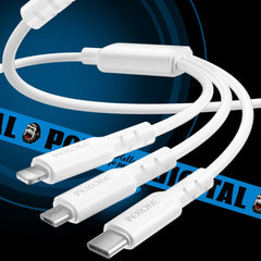 WEKOME WDC-02 Tidal Energy Series 3A USB to 8 Pin+Type-C+Micro USB 3 in 1 PVC Data Cable, Length: 1.2m