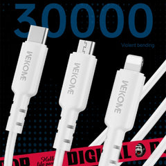 WEKOME WDC-02 Tidal Energy Series 3A USB to 8 Pin+Type-C+Micro USB 3 in 1 PVC Data Cable, Length: 1.2m