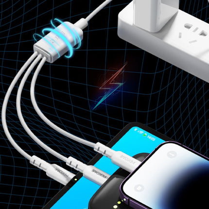 Cable de datos de PVC 3 en 1 WEKOME WDC-02 Tidal Energy Series USB a 8 pines + Tipo C + Micro USB, longitud: 1,2 m