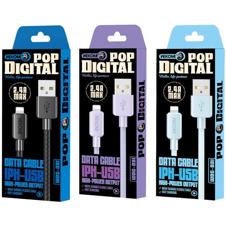 Cable de datos trenzado USB a 8 pines WEKOME WDC-03 Tidal Energy Series de 2,4 A, longitud: 1 m, USB a 8 pines