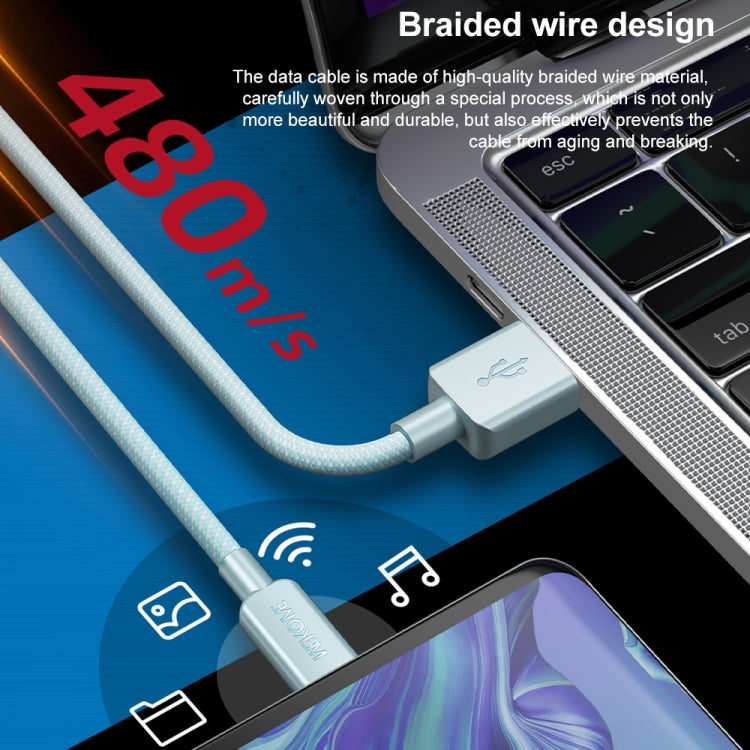 Cable de datos trenzado USB a 8 pines WEKOME WDC-03 Tidal Energy Series de 2,4 A, longitud: 1 m, USB a 8 pines