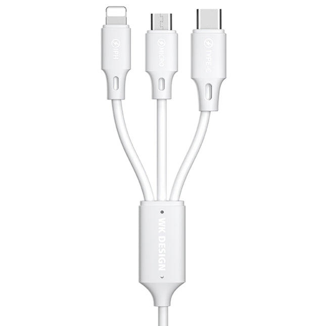 WK WDC-103 3A 3 In 1 8 Pin + Micro USB + Type-C / USB-C Fullspeed Pro Charging Data Cable, Length: 1.15m