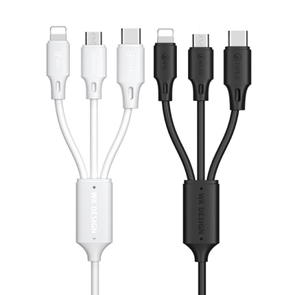 WK WDC-103 3A 3 In 1 8 Pin + Micro USB + Type-C / USB-C Fullspeed Pro Charging Data Cable, Length: 1.15m