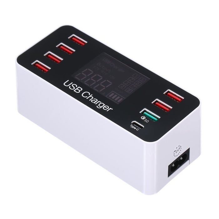 A9 Plus (Global Version) Multi-function AC 100V~240V 8 Ports USB Digital Display LCD Detachable Charging Station Smart Charger with Wireless Charger,Support QC3.0, A9 Plus (Global Version)