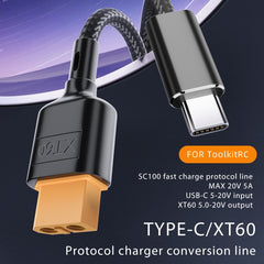 USB-C / Type-C to XT60 Data Cable, Length: 100cm, 100cm