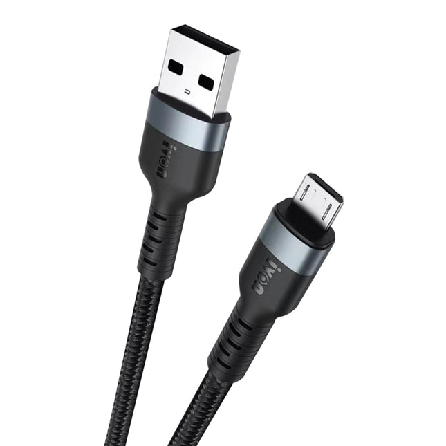 IVON CA88 12W 2.4A USB to Micro USB Nylon Braid Fast Charge Data Cable, Cable Length: 1m, Micro USB