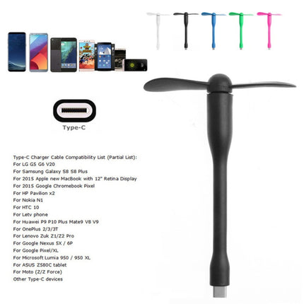 USB-C / Type-C Bendable Mini Strong Wind Long Handle Small Fan