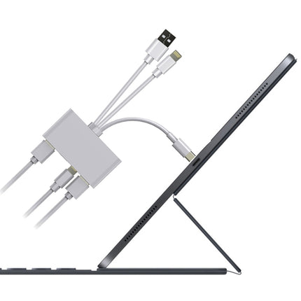 5 in 1 8 Pin + Type-C / USB-C + USB + TF Card + SD Card Multi-function Camera Reader Adapter, 5 in 1