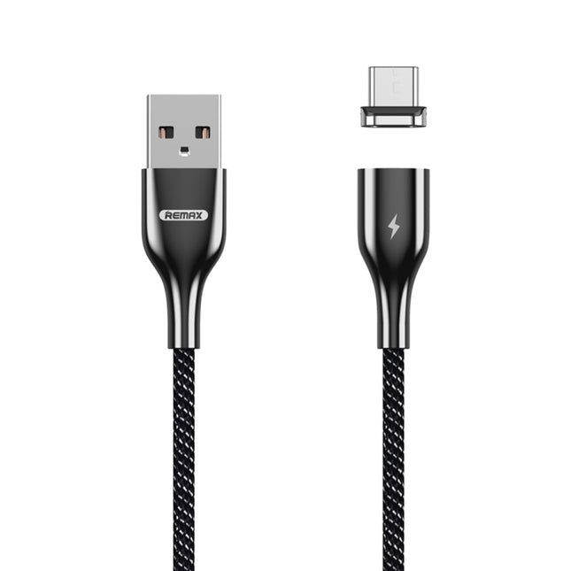 REMAX RC-158m 3A USB to Micro USB Interface Charging + Transmission Magnetic Attraction Polyester Two-color Braided Data Cable, Cable Length: 1m, Micro USB