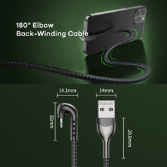 REMAX RC-177i Heymanba II 2.1A USB to 8 Pin 180 Degrees Elbow Zinc Alloy Braided Gaming Data Cable, Cable Length: 1m, RC-177i