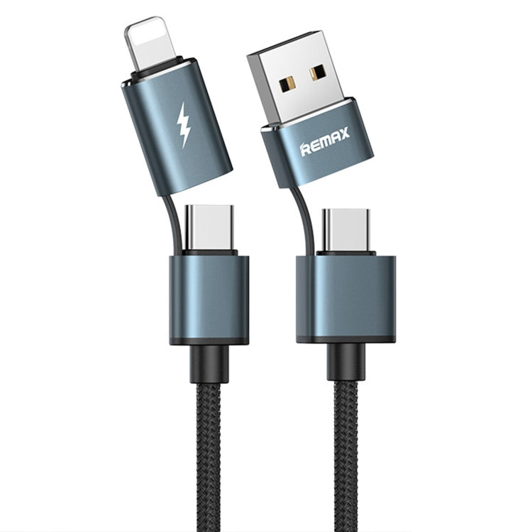 REMAX RC-020t 2.4A Aurora Series 4 in 1 8 Pin + USB +2 x Type-C Data Snyc Charging Cable, Cable Length: 1m