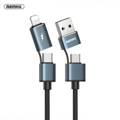 REMAX RC-020t 2.4A Aurora Series 4 in 1 8 Pin + USB +2 x Type-C Data Snyc Charging Cable, Cable Length: 1m