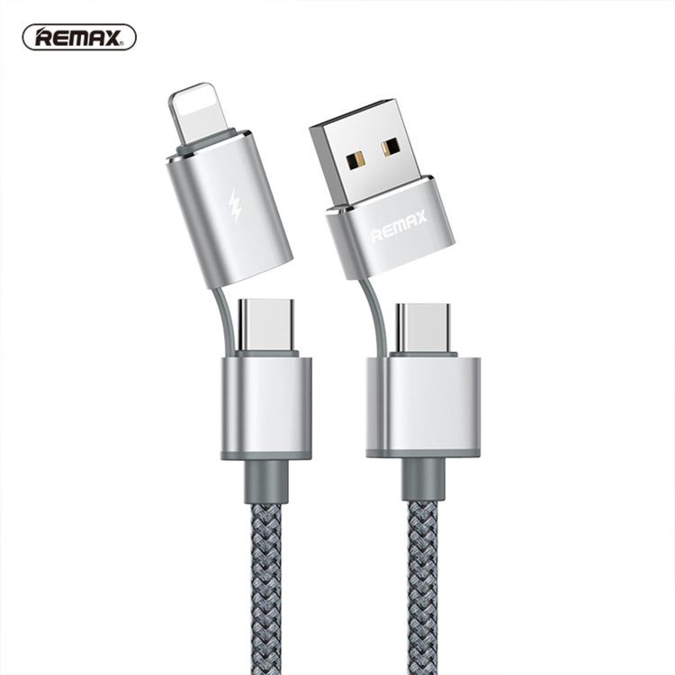 Cable de carga de datos Snyc REMAX RC-020t 2.4A Aurora Series 4 en 1 de 8 pines + USB +2 x tipo C, longitud del cable: 1 m