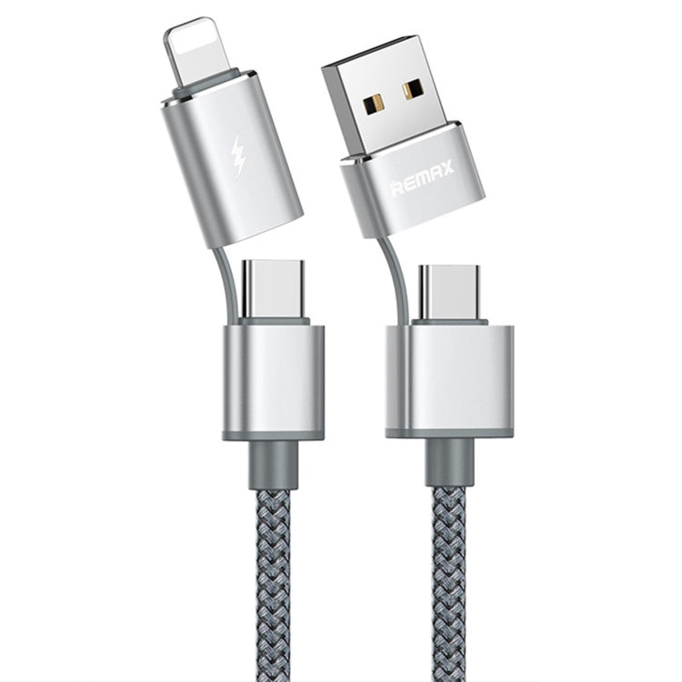 Cable de carga de datos Snyc REMAX RC-020t 2.4A Aurora Series 4 en 1 de 8 pines + USB +2 x tipo C, longitud del cable: 1 m