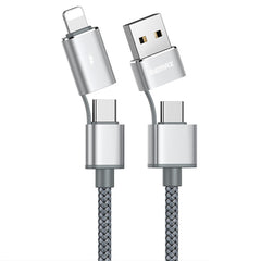 REMAX RC-020t 2.4A Aurora Series 4 in 1 8 Pin + USB +2 x Type-C Data Snyc Charging Cable, Cable Length: 1m