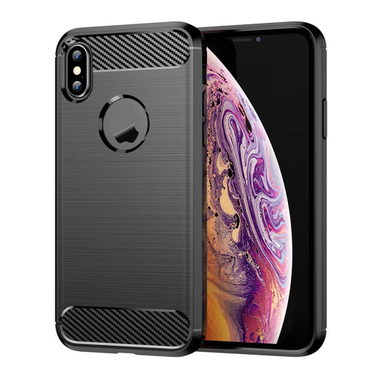 For iPhone X / XS Carbon Fiber TPU Brushed Texture Shockproof Protective Back Cover Case, For iPhone X / XS, For X