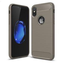 Für iPhone X / XS Carbon Fiber TPU Brushed Texture Stoßfeste Schutzhülle für die Rückseite, Für iPhone X / XS, Für X