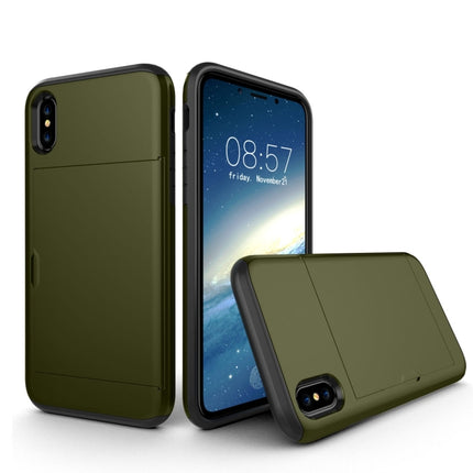 Funda protectora trasera a prueba de caídas de TPU + PC con ranura para tarjetas para iPhone X/XS