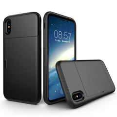 For iPhone X / XS TPU + PC Dropproof Protective Back Cover Case with Card Slot